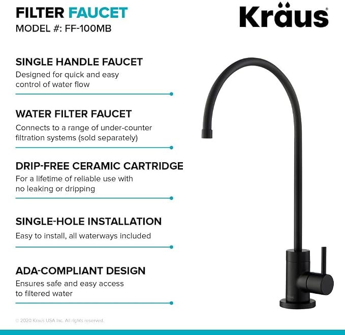 KRAUS Purita 100% Lead-Free Kitchen Water Filter Faucet in Matte Black - Image 5
