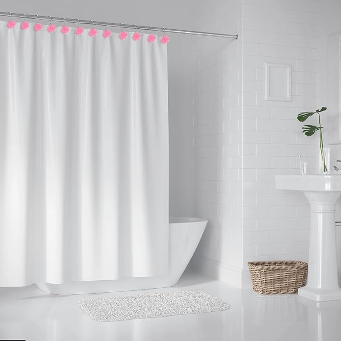 Rose Shower Curtain Hooks, Glow in The Dark, Pretty Floral Themed Elegant - Image 7