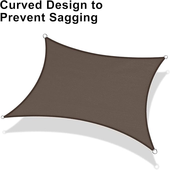 LOVE STORY Sun Shade Sail, 12' x 16' Rectangle Brown Patio Shade Sail Sunshades Cover for Outdoor Backyard Shading UV Block (We Make Custom Size)