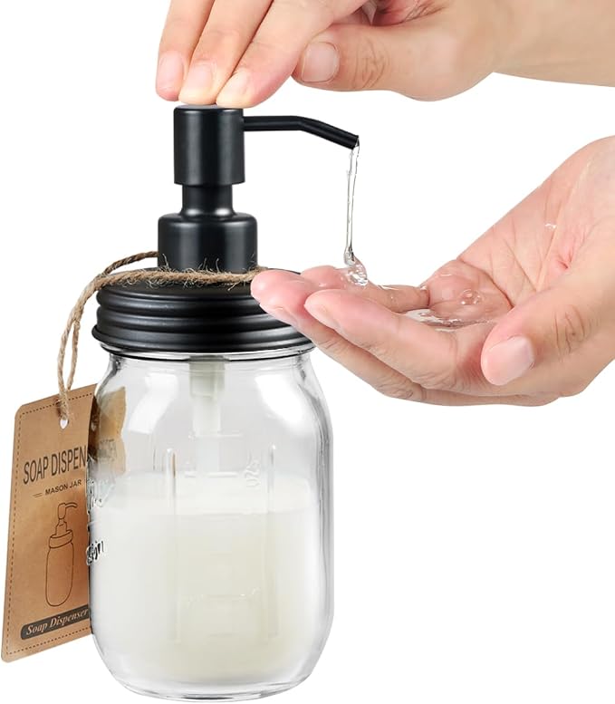 Amolliar Mason Jar Liquid Soap Dispenser, Lotion Dispenser | Rustproof - Image 3