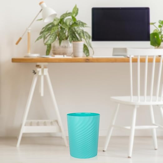 UUJOLY Plastic Small Bathroom Trash Can Wastebasket Garbage Can, Light Blue | - Image 4