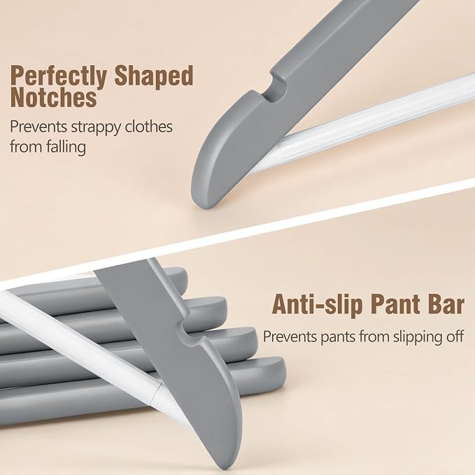 TOPIA HANGER Premium Wooden Hangers 30 Pack Grey/White Wood Hangers | Non-Slip - Image 5