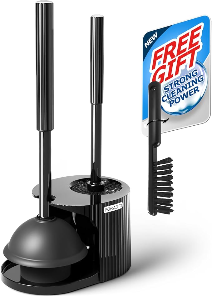 FORASTO 3in1 Toilet Plunger and Brush Set by FORASTO