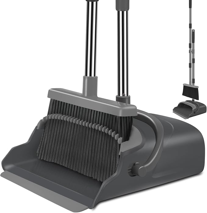 Broom and Dustpan Set for Home, Indoor&Outdoor Sweeping, Stand Up Broom and by Kelamayi