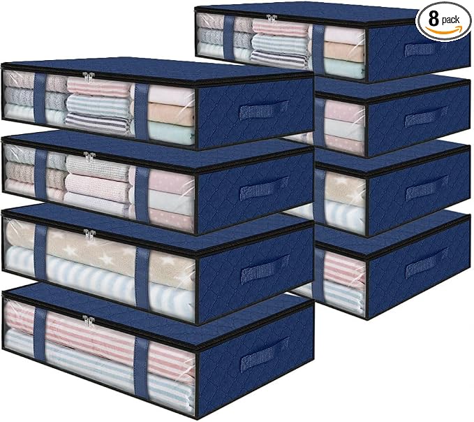 StorageRight Under Bed Storage Bags, 8 Pack, Comforters, Blankets and Seasonal by StorageRight
