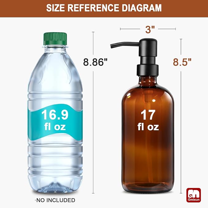 GMISUN Amber Glass Soap Dispenser, 8 Pack Bathroom Hand Soap Dispensers | 17 Fl - Image 2