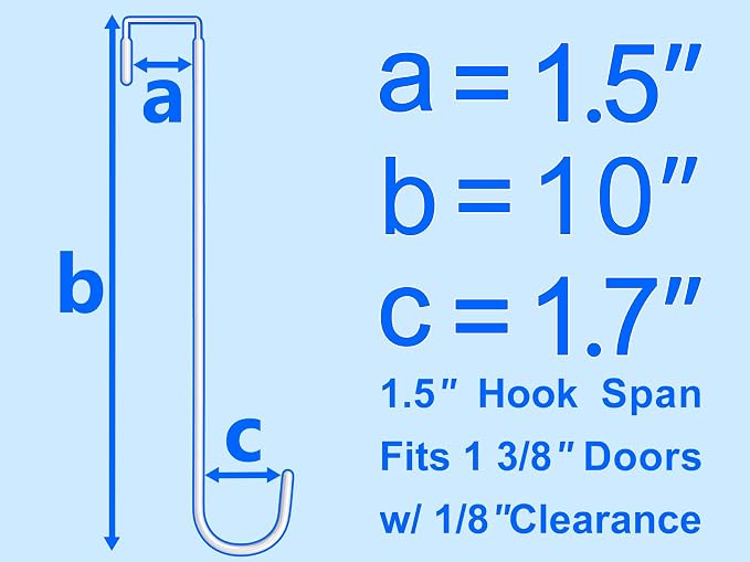 Single Long Over Door Steel Hooks 4 Pack Fit 1-3/8" Door 10" White | Plastic - Image 2