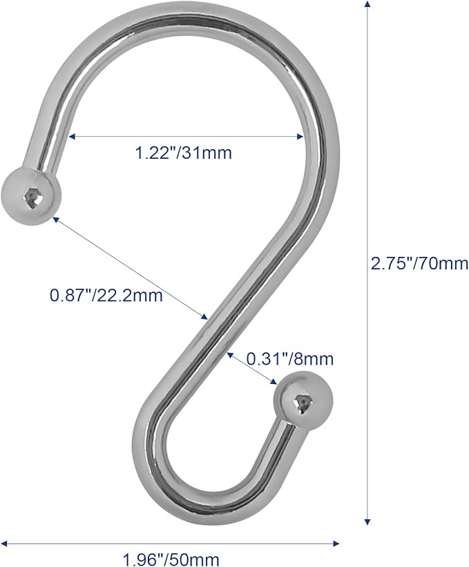 Gidse Metal Shower Curtain Hooks, Rust Proof Shower Curtain Hooks Rings - Image 5
