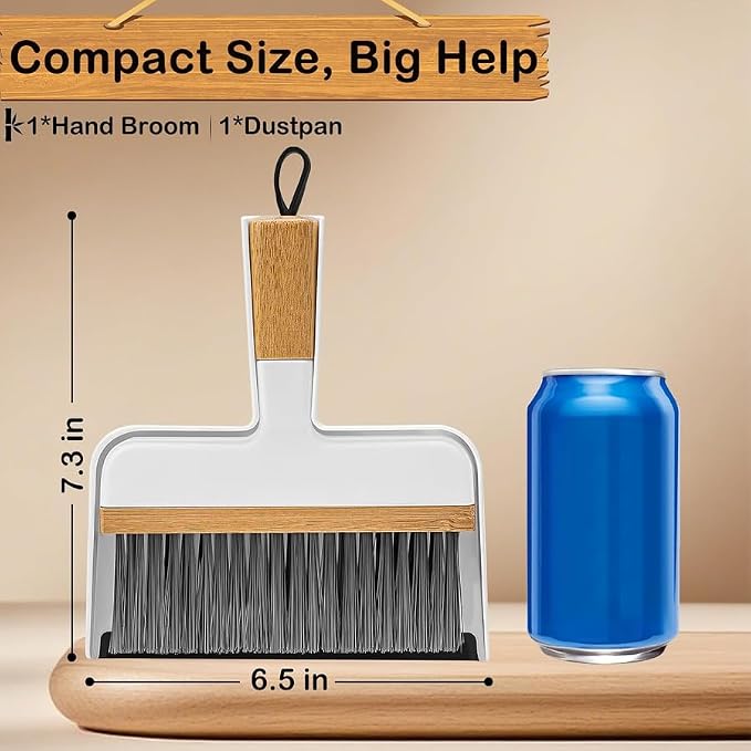 ThinkLearn Mini Dustpan and Brush Set, Bamboo Handle - Image 2