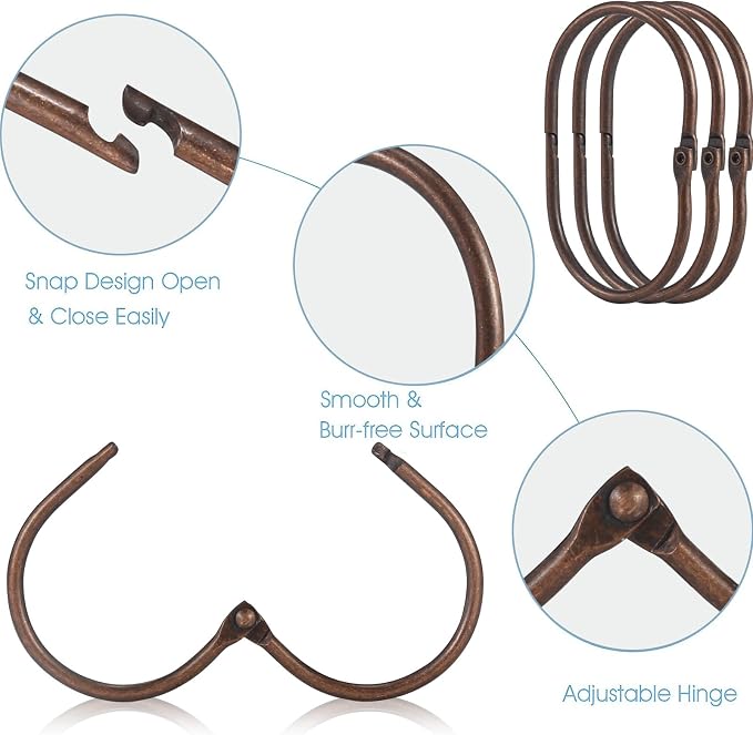 Shower Curtain Rings, Oval Snap Shower Rings - Image 4