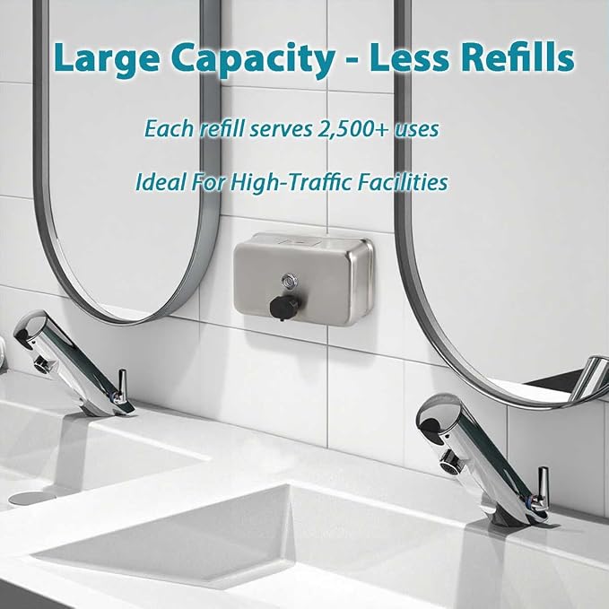 Commercial Soap Dispenser Wall Mount – Antirust Stainless Steel Liquid | 38.8oz - Image 5