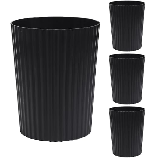 Small Bathroom Trash Can Plastic Wastebasket Garbage Can Black 4 Pack | Sturdy by JiatuA