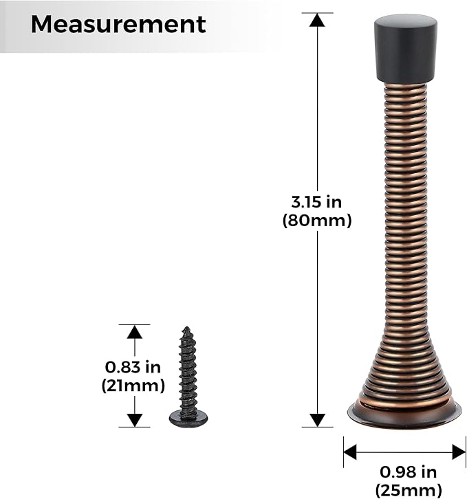 Ravinte Door Stoppers, 18 Pack Oil Rubbed Bronze Spring Door Stops | Stoppers - Image 2