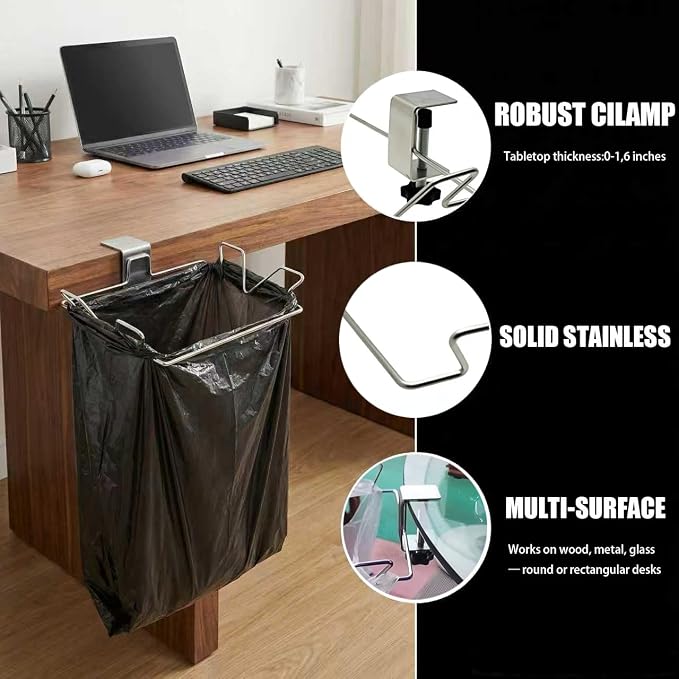 Trash Bag Holder Table Side Garbage Bag Holder Hanging Trash Can - Image 5