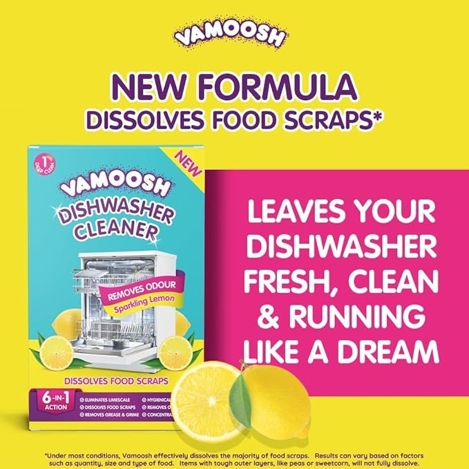Vamoosh 6-in1 Dishwasher Cleaner | Deep Cleanse for Heavy-Duty Cleaning | Limescale Removal | Grease Elimination | Eco-Friendly | Hygienically Cleans | Environment Friendly | 100g (Pack of 2)