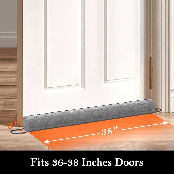 Sunolga Linen Door Draft Stopper, Removable Washable Cover, Blocks Hot and Cold - Image 2