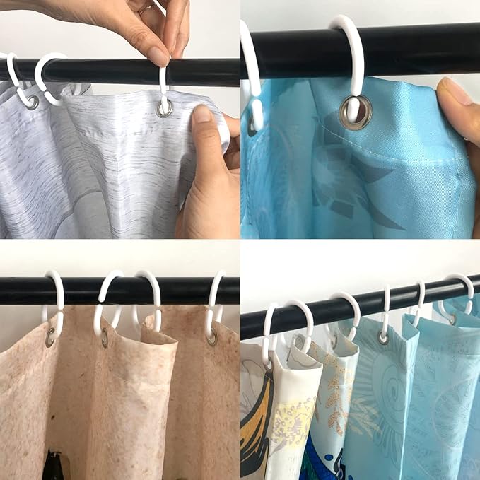Plastic Shower Curtain Hooks C Shape Shower Curtain Rings - Image 4