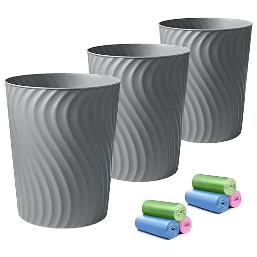 YGJT Small Trash Can, 3 Pack 1.8 Gallons Bathroom Trash Can by YGJT