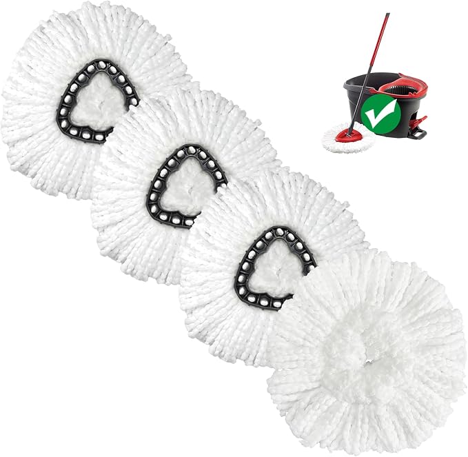 Spin Mop Replacement Heads, 4 Pack Compatible by Nuorest