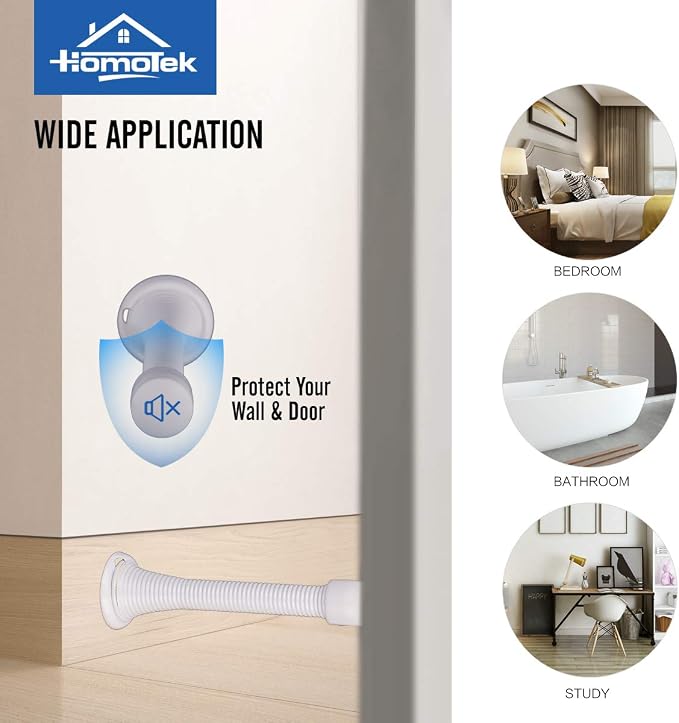 HOMOTEK 12 Pack Spring Door Stops, 3-1/8” Heavy Duty Door Stop - Image 6