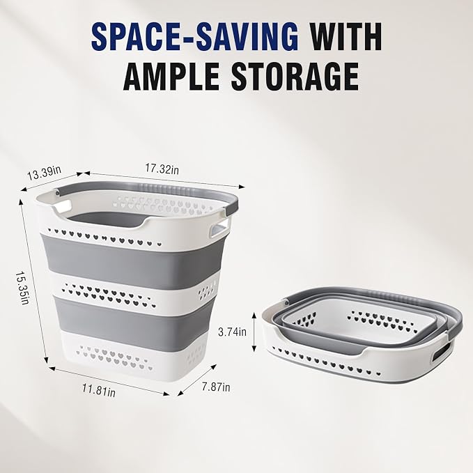 Collapsible Plastic Laundry Basket Hamper - Image 4