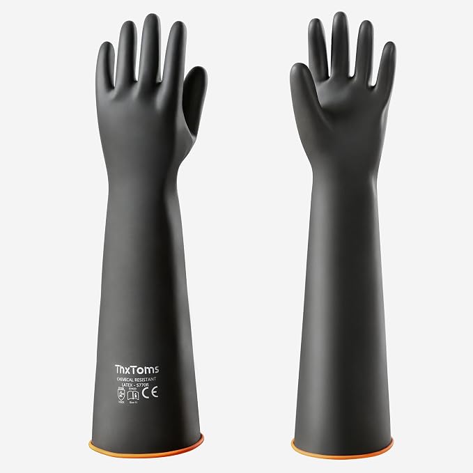 ThxToms Chemical Resistant Gloves, Long Rubber Gloves, Puncture Resistant | by ThxToms