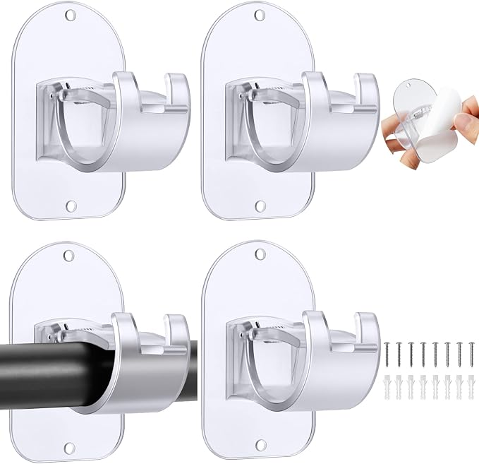 No Drill Curtain Rod Holder Hangers by CADORASTY