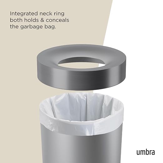 Umbra Vento Kitchen Trash Can, Open Top Bin, 16.5 Gallon, bag concealing design - Image 4