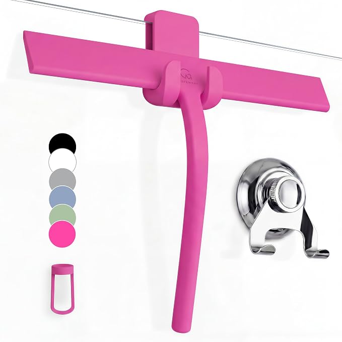Silicone Shower Squeegee with 3-in-1 No-Drill Mount, Streak-Free & No-Squeak by G%C3%9CTEWERK