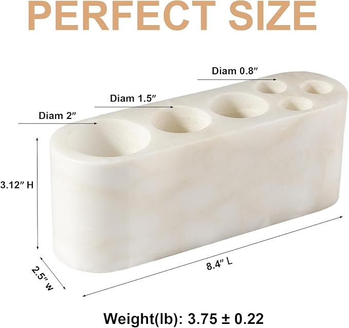 BCS Toothbrush Holder for Bathrooms, 6 Slots Marble Toothbrush and Toothpaste - Image 3
