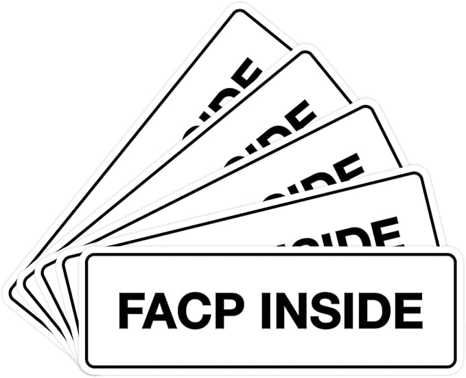 Signs ByLITA Standard FACP Inside Sign | Fire Safety Signage (White) - Medium 5 Pack