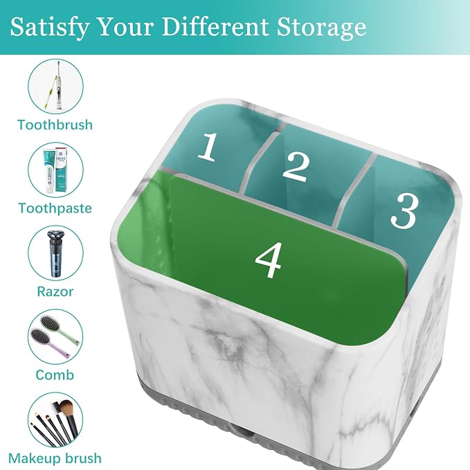 Toothbrush Holder for Bathrooms, Toothbrush Organizer | Easy To Clean, 4 Slots - Image 5