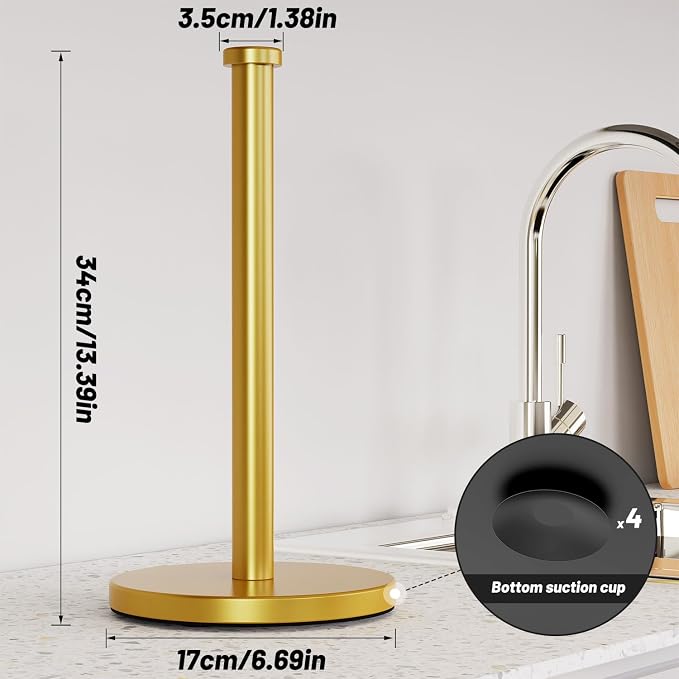 VEHHE Paper Towel Holder Countertop, 4 Non-Slip Suction Cups, Weighted Base - Image 3