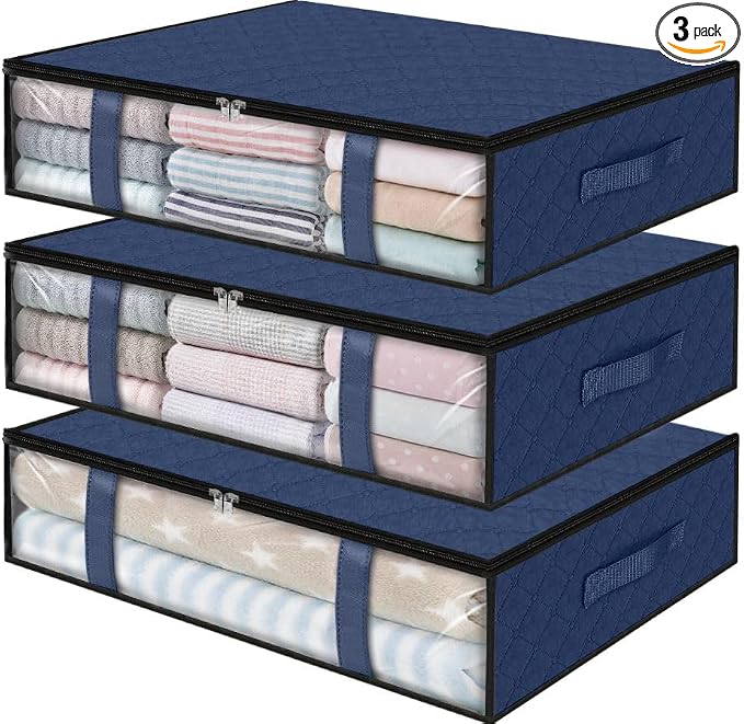StorageRight Under Bed Storage Bags, 3 Pack, Comforters, Blankets and Seasonal by StorageRight