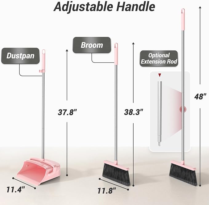 Broom with Dustpan Set for Pet Hair & Dust Cleanup - Image 2