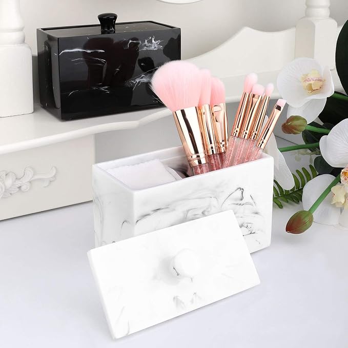 Luxspire Cotton Swab Holder, Dual Compartment Jar - Image 6