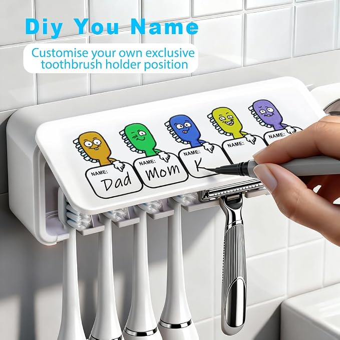 Toothbrush Holders Wall Mounted Name Labels No Drill - Image 9