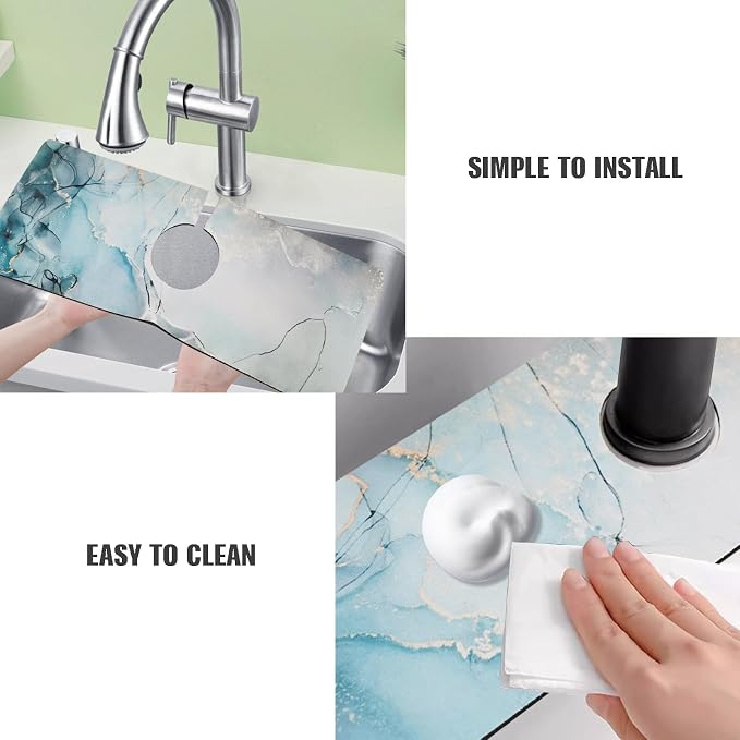 Sink Faucet Absorbing Mat, 2 Pack Drying Mat Around Faucet Sink Splash Guard - Image 6