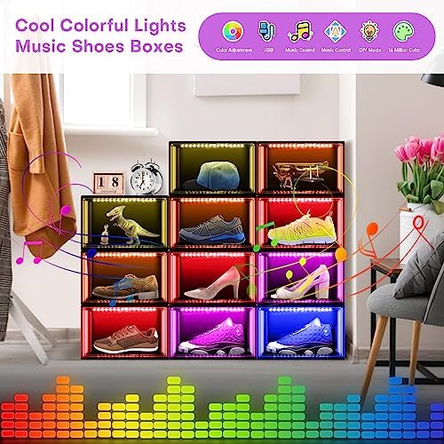 Oltraman LED Smart Shoe Boxes Display Case, Stackable Storage Organizers - Image 2
