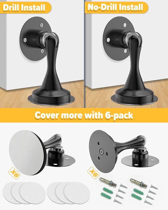 Magnetic Door Catch Door Stoppers Magnetic Door Stop Stainless Steel 6 Pack | - Image 3