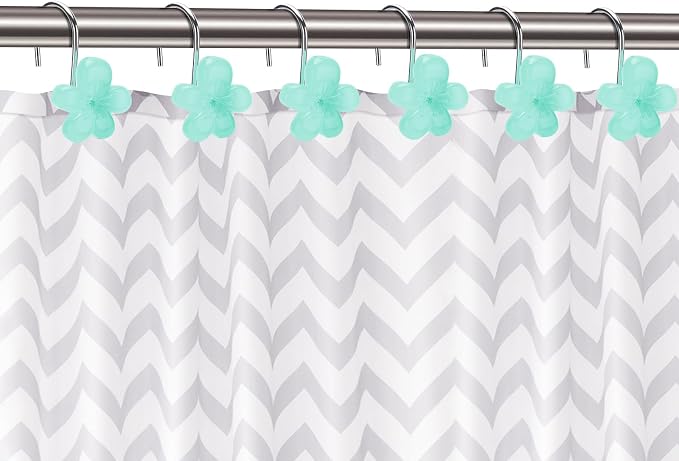 Cute Flower Shower Curtain Hooks, Glow in The Dark, Pretty Floral Themed - Image 3