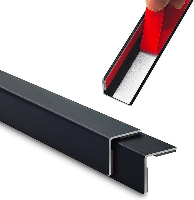 3pcs 57" L*0.98" W Aluminum Self-Adhesive Wall Corner Protectors, Wall Furniture Bumper, Safety Baby Proofing Corner Cushion Table Edge, Wide Coverage and Easy to Install - Black