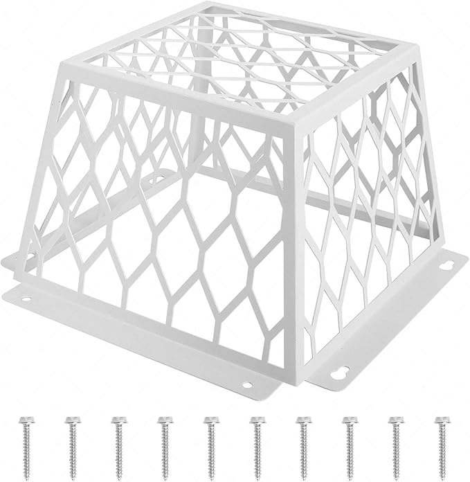Dryer Vent Bird Guard – Steel Exhaust Vent Cover for 3" to 4" Dryer & Bathroom Vents, Keeps Birds and Small Animals Out, Galvanized Metal Cage, 7"x7"x5" (White-2PCS)