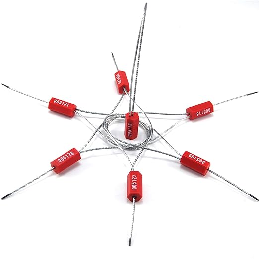 500 Wire Security Seals Numbered Steel Cable Seals Wire Tamper Seals Metal Wire Seals Steel Cable Tie Seals Pull Tight Cable Seal (Red)