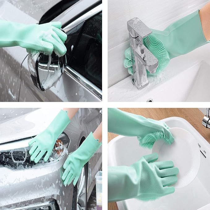 Silicone Dishwashing Gloves, Pet Grooming Rubber Scrubbing - Image 5