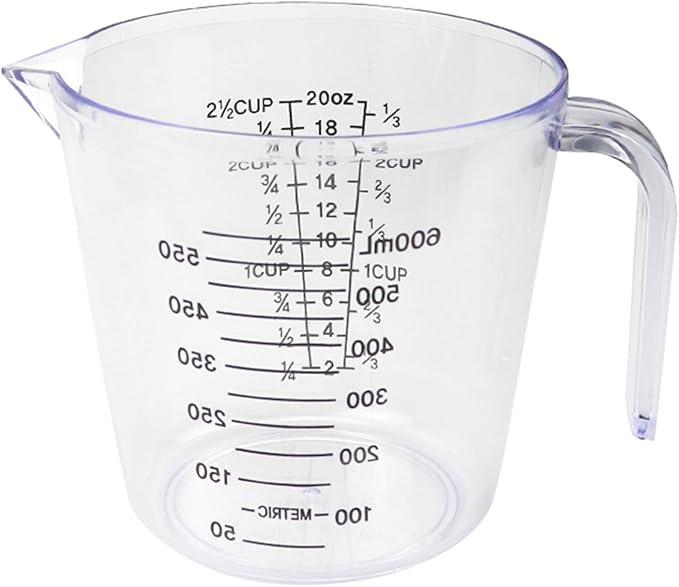 Mobestech Plastic Measuring Cup 600ml Liquid Measuring Container with Scale for Kitchen and Hairdressing Use