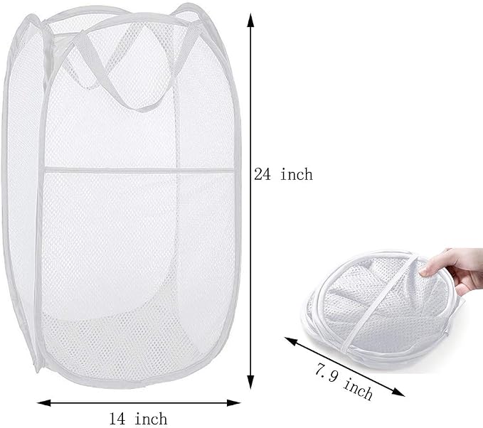 Pop up Laundry Hamper, Portable Foldable Mesh Clothes Hamper - Image 2