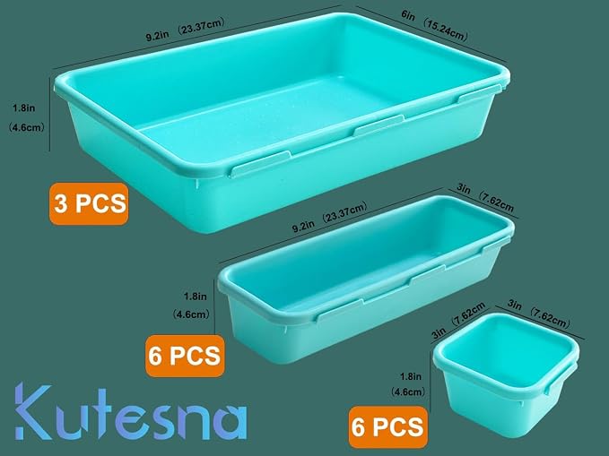 Kutesna 15PCS Interlocking Drawer Organizer, Plastic Desk Organizer Set | - Image 2