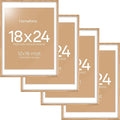 Homeforia 18x24 Poster Frame Wood, High End Natural Oak 18x24 Light Wooden Picture Frame with Mat 16x20, 18 by 24 Frames Matted to 16 x 20 Photo, 24by18 Thin Frames, Tempered Glass, Wall Kit, Set of 4