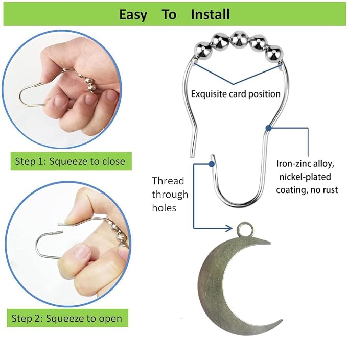 Sun Moon Celestial Shower Curtain Hooks Rings - Image 4